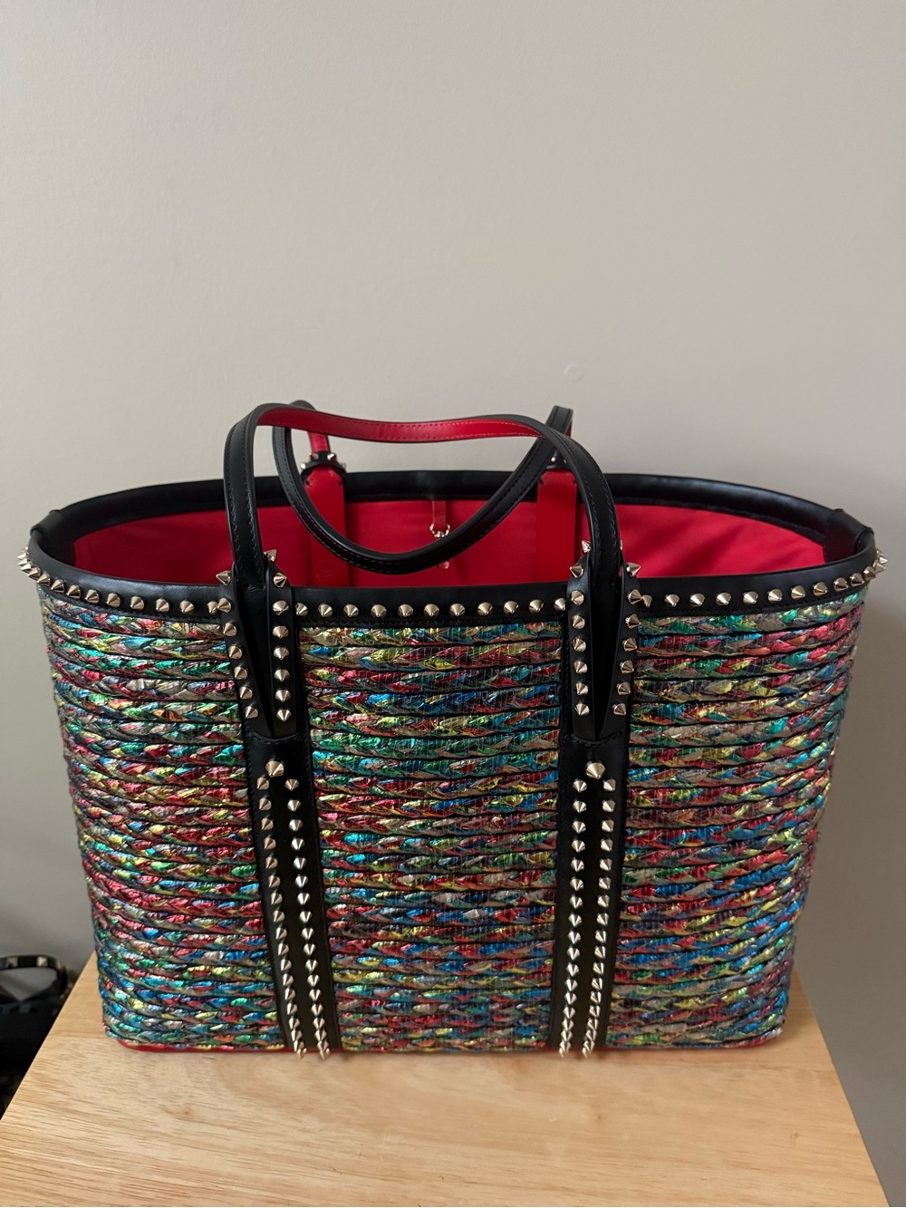 Christian Louboutin Large Cabata Metallic Multicolor Woven Tote